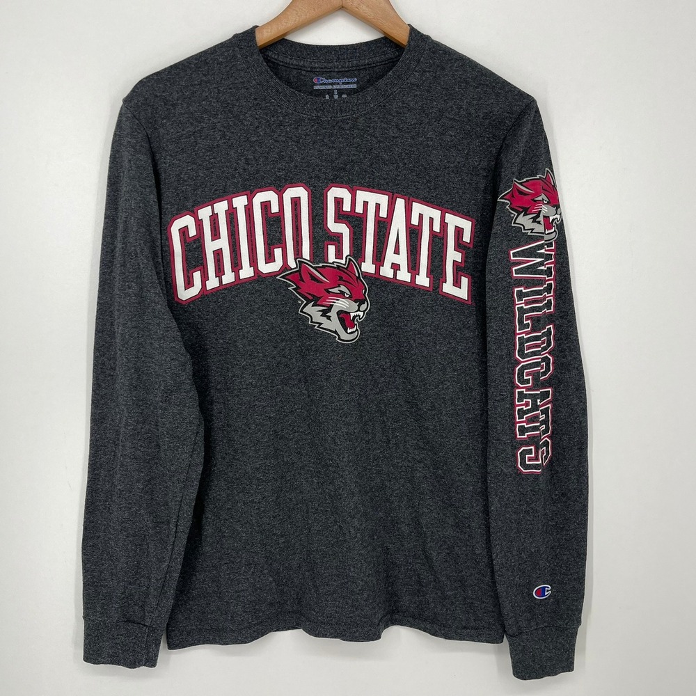 Champion Chico State Wildcats Long Sleeve Graphic Tee Charcoal Mens Small